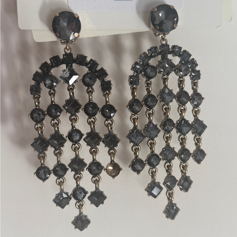 MaxMara Black Crystal Chandelier Earrings Flint